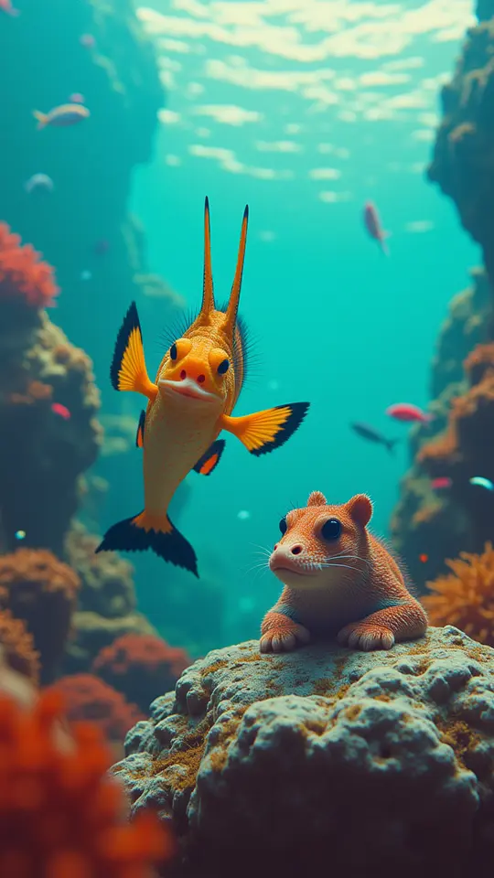 AI Video: Fish Comedy Duo Underwater