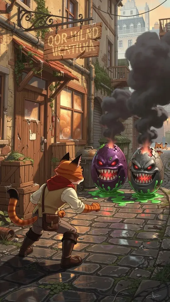 AI Video Creation of Cat vs Evil Eggs